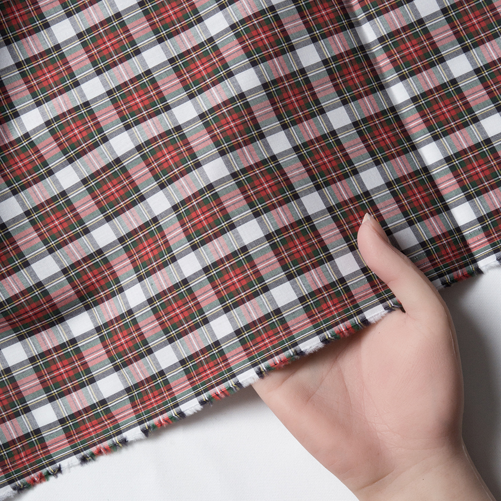 【28A2】  平織り マルチチェック (レッド×グリーン×ネイビー×ホワイト×イエロー)