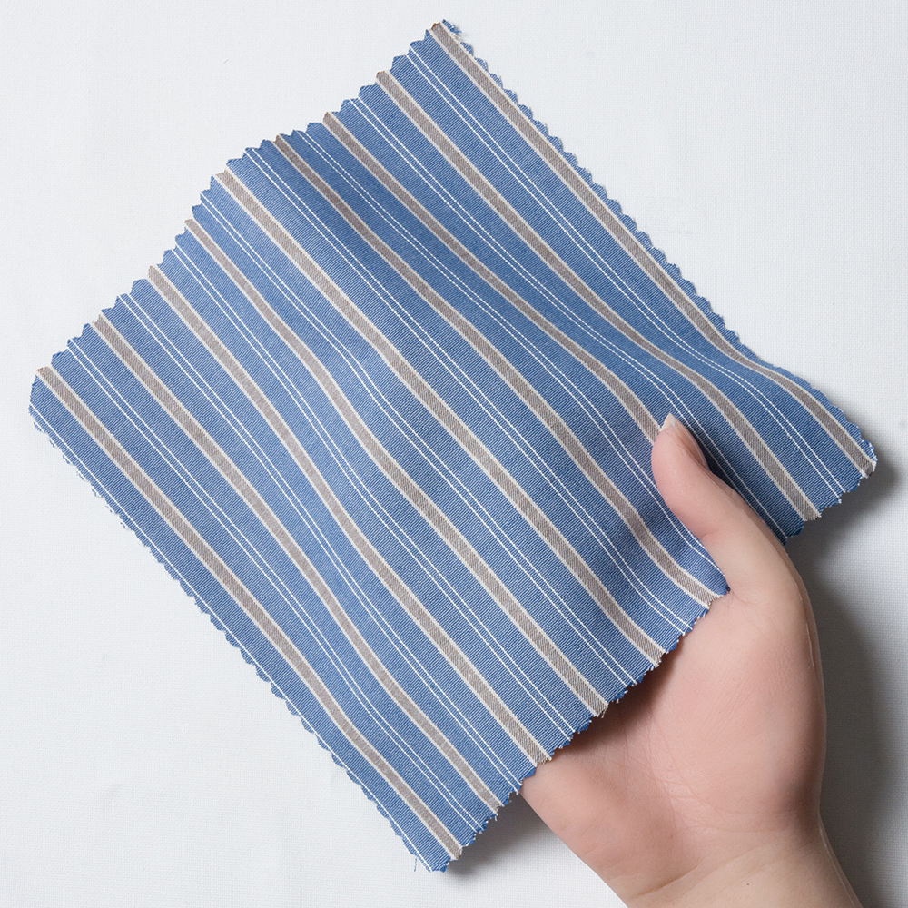 【28A4】  ドビー シックアンドシンストライプ (ブルー×ベージュ×ホワイト)