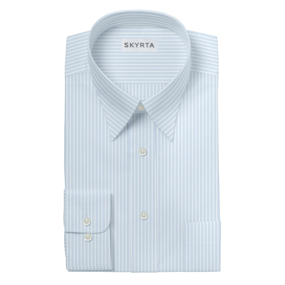 【29A7】 トリコット ドビー シングルストライプ (サックス×ホワイト)