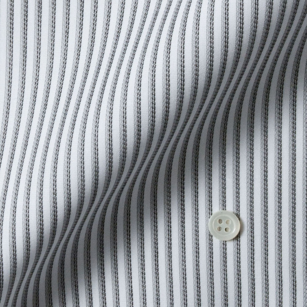 【2FH9】  ドビー オンブレストライプ (ホワイト×ブラック×グレー)