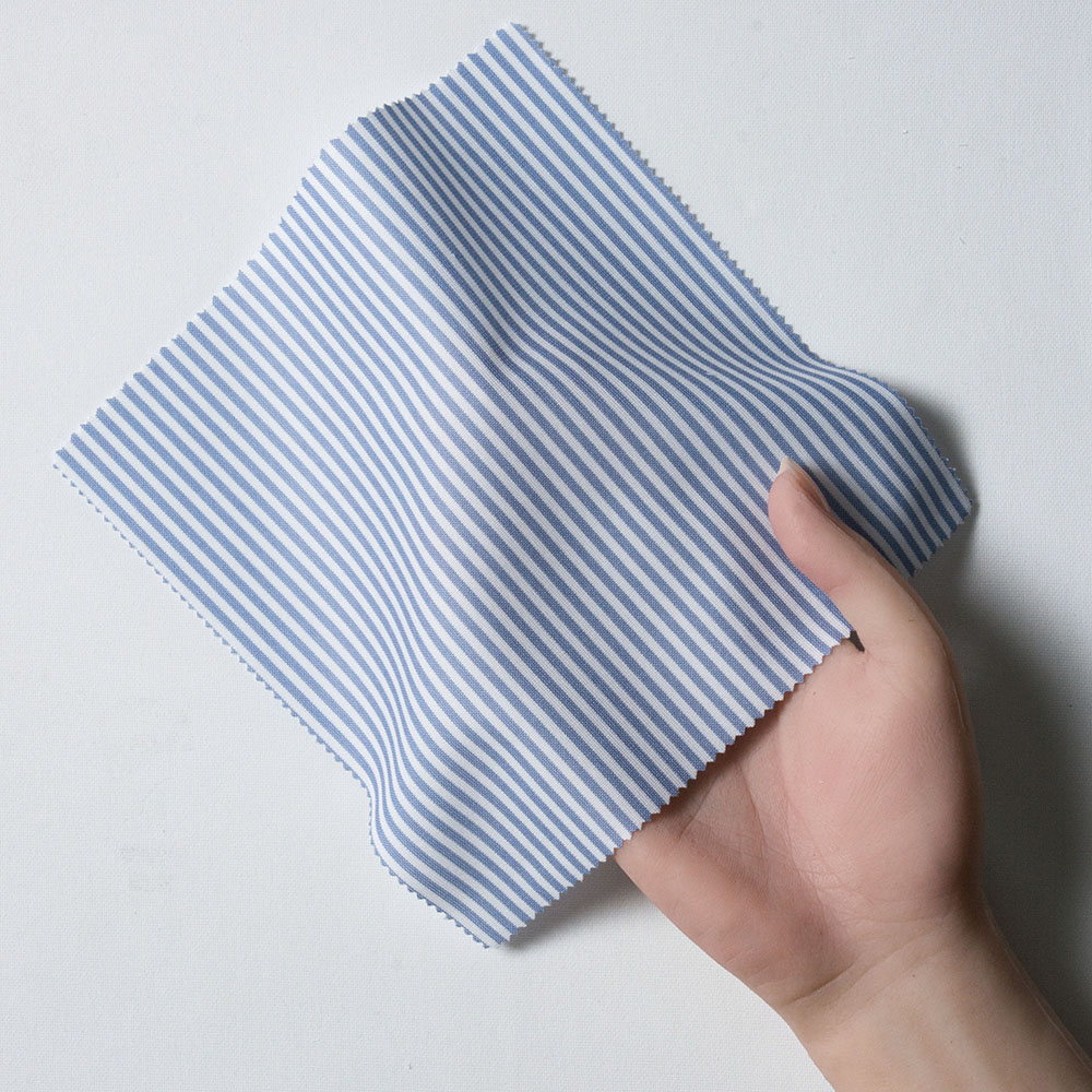 【2N56】 トリコット ドビー ブロックストライプ (ホワイト×ネイビー)