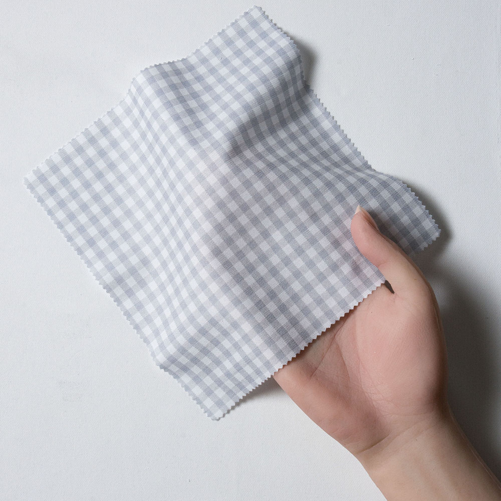 【2N57】 トリコット ドビー ギンガムチェック (ホワイト×グレー)