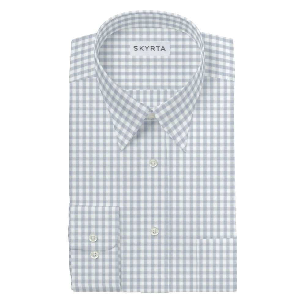 【2N57】 トリコット ドビー ギンガムチェック (ホワイト×グレー)