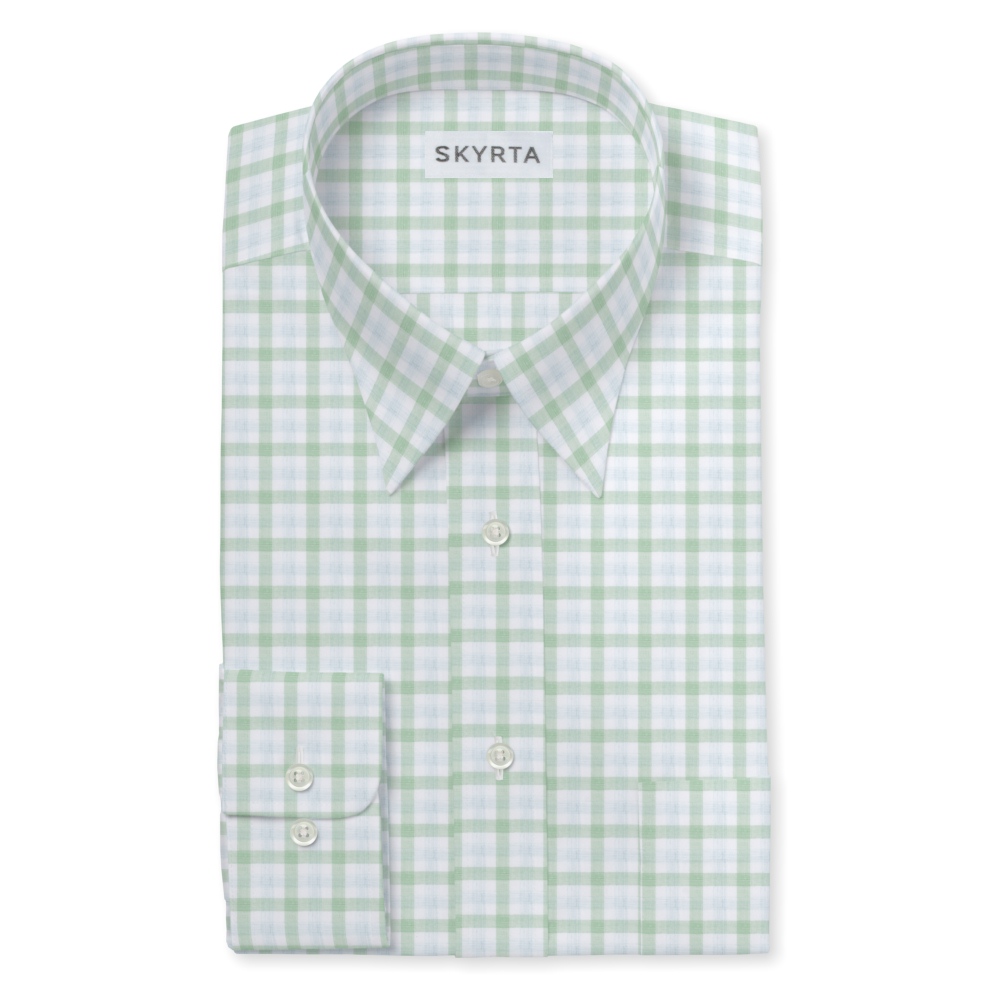 【MF17】 80/2 ブロード マルチチェック (ホワイト×ライトグリーン×サックス)